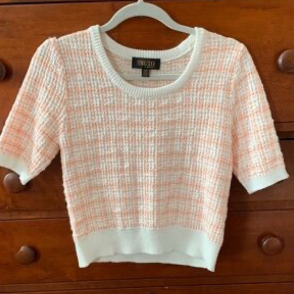 Truth Textured Knit Crop Top in Orange and White